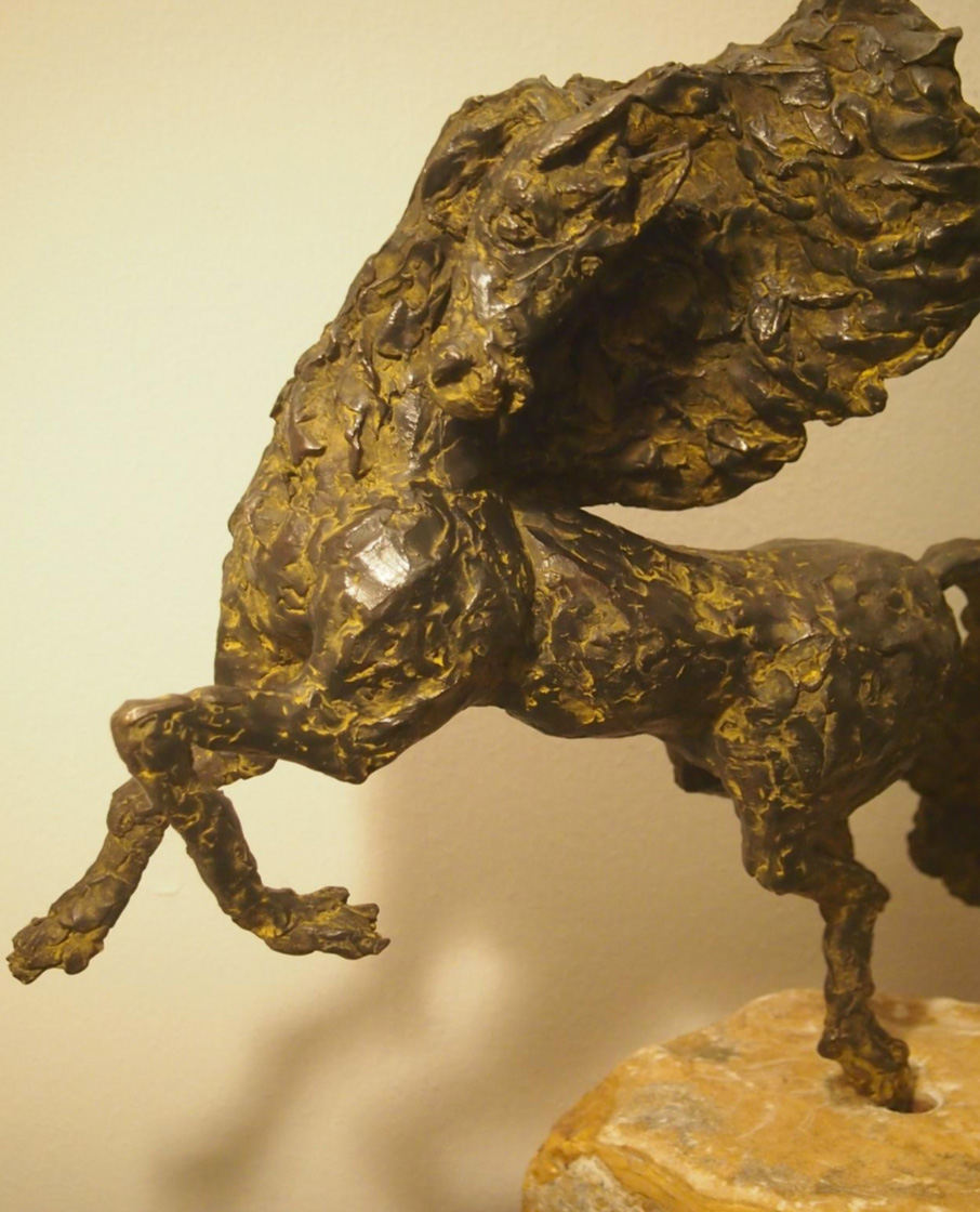 Riding the Windhorse 2015, wax, bronze. Inspired by Frisian horses and the book of Sarangarel: Riding on a Windhorse
